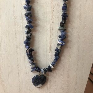 Cute Chip Sodalite Necklace with Sodalite Heart.